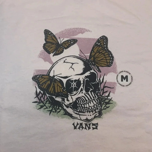 Vans Pink Skull Skutterfly T-Shirt LS Medium NWT - Picture 5 of 7